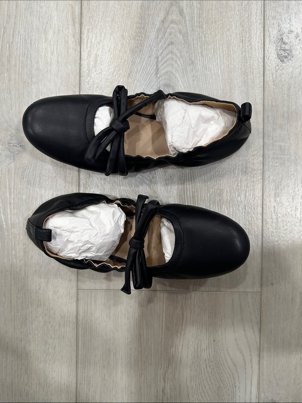 Silent D Bella Black Leather Ballet Flats Bow Shoes Size 39